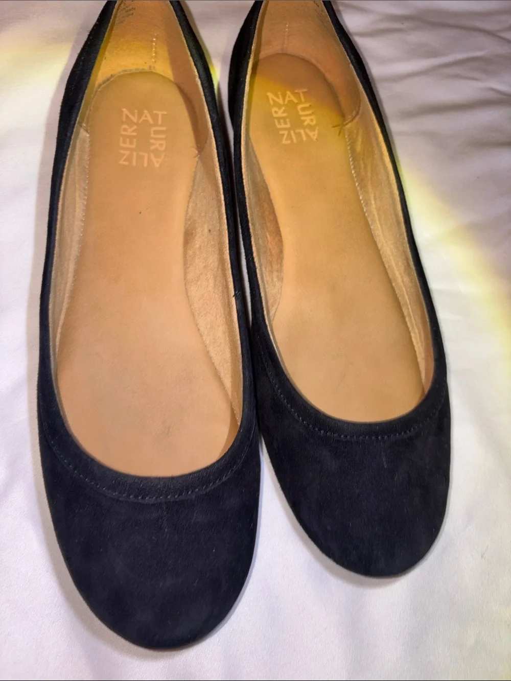 Naturalizer Black Suede Rounded Ballet Flats